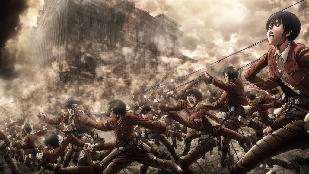 Still from Attack On Titan Titan invasion of Washington DC, intricate, 8k highly professionally detailed, HDR, CGsociety
