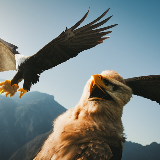  ultra-realistic portrait cinematic lighting 80mm lens, 8k, photography bokeh kind hero eagle muscular anthro furry smiling soaring in the sky mighty 