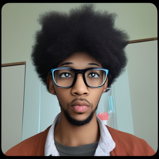 anime afro boy with glasses