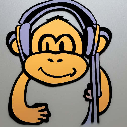 Graffiti monkey wearing headphones