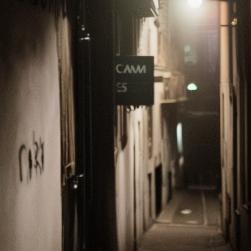 Dark alley in the city  ultra-realistic portrait cinematic lighting 80mm lens, 8k, photography bokeh 