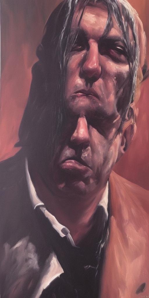 a oil painting of Lindemann strikes back now!