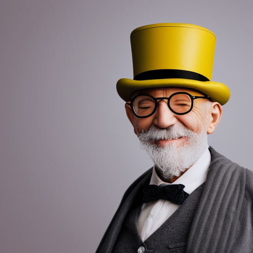 ultra-realistic portrait cinematic lighting 80mm lens, 8k, photography bokeh
sixty-year-old scientist, bald, long gray beard, foggy glasses, evil smile, color photo portrait, suit with yellow trench coat, no mustache late 19th century, top hat