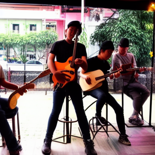 stevepiper, a malaysian band, playing at a cafe