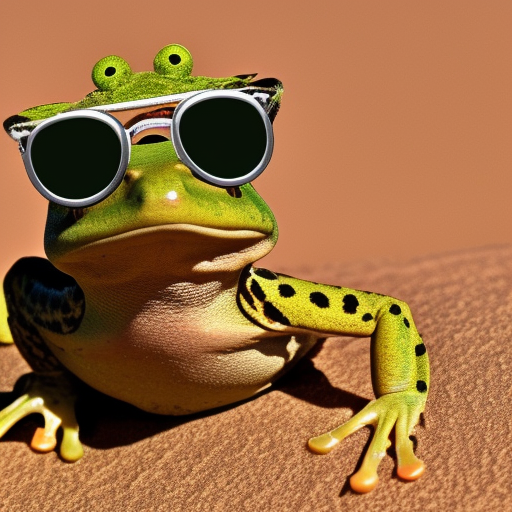 a frog sitting in the desert with arab clothes on wearing sunglasses