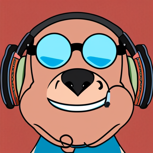 Cartoon monkey wearing glasses and headphones