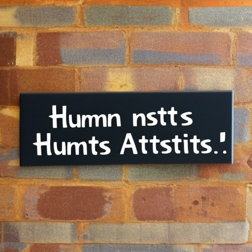 Create a canvas or sign with the specific text inside it: 'Human artists only'