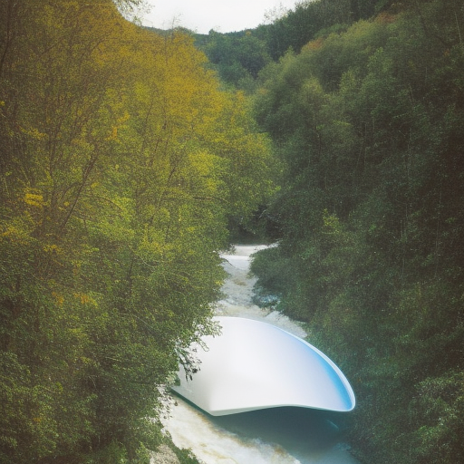 white starship on a ravine with a river