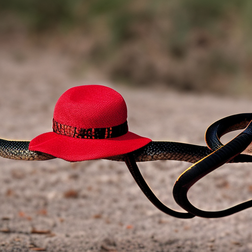 black mamba snake with red hat