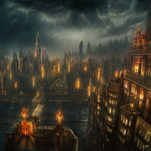 dark fantasy city, hyperrealistic, 4k hd