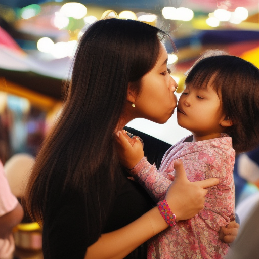 mother_and_daughter melayu kissing in night market 