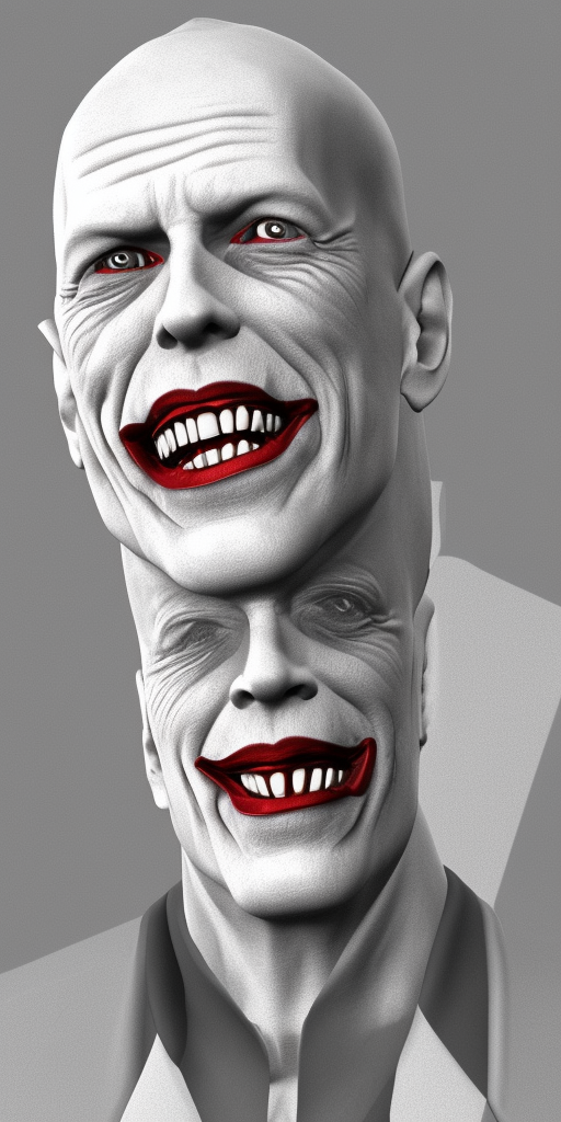 a 3d rendering of bruce willis as the joker