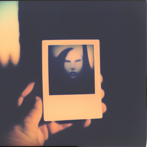 polaroid sx - 7 0 double exposure of a woman face looking at the sunset, sky overlaid
