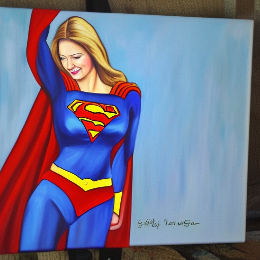 Supergirl laying sexy oil painting on canvas