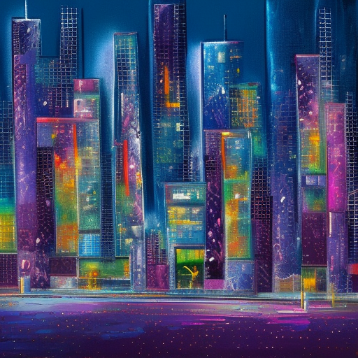 an abstract picture of a city at night, 3d ,pixiv, lyrical abstraction, mixed media, cityscape, dynamic composition