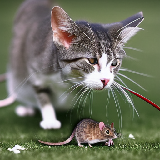 Cat attacking a mouse
