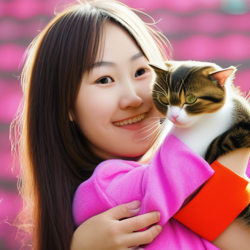chinese girl holding cat cool colors