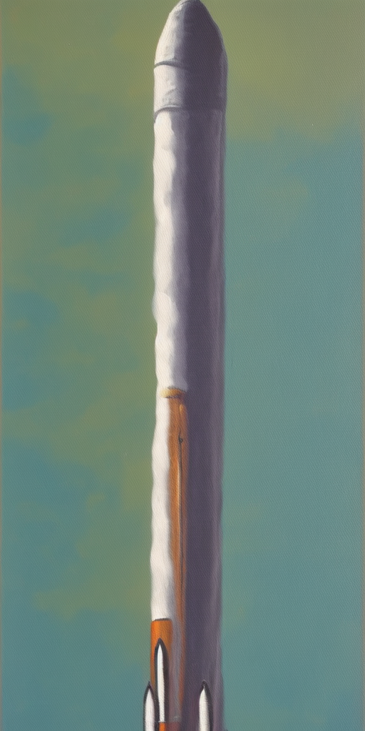 a painting of a rocket on a phallus
