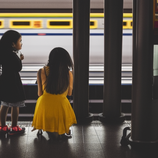 two preteens melayu girl kissing in train station 