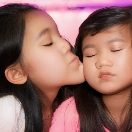 two niece malay girl kissing in disco club 