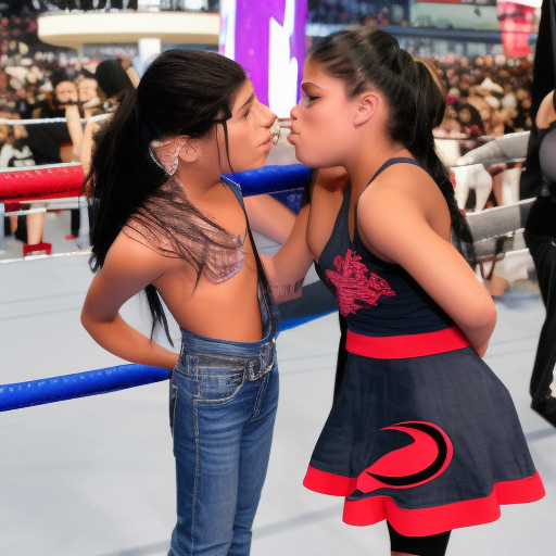 two preteens wwe girl kissing in main entrance 