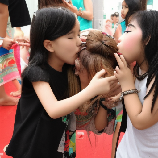 little idol melayu girl kissing a fan girl 