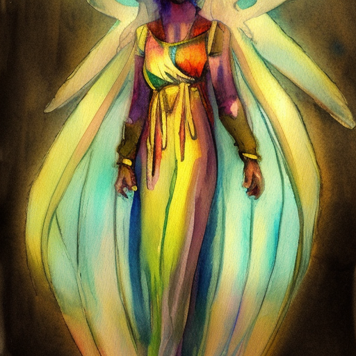 Seraphim concept art, watercolor, light