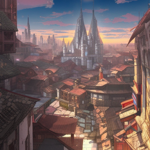ancient medieval city in akira anime style, fantastical epic, highly detailed, 4 k hd