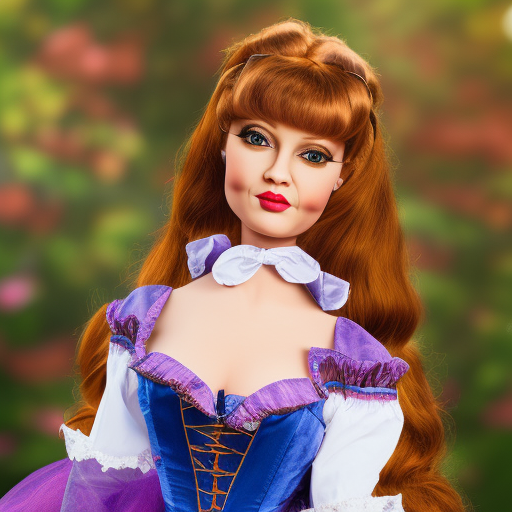a beautiful woman, dressed as a doll, realistic 4d, Disney style