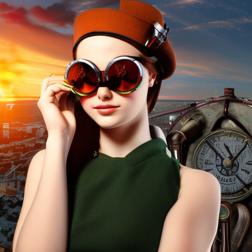 beautiful russian waifu, propaganda, sun glasses, photorealictic, 4k, steampunk