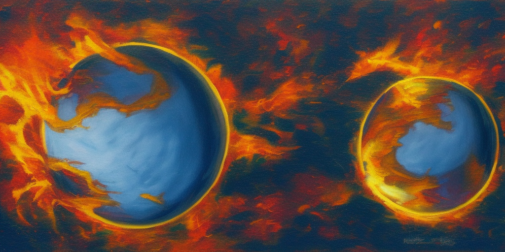a painting of a burning planet