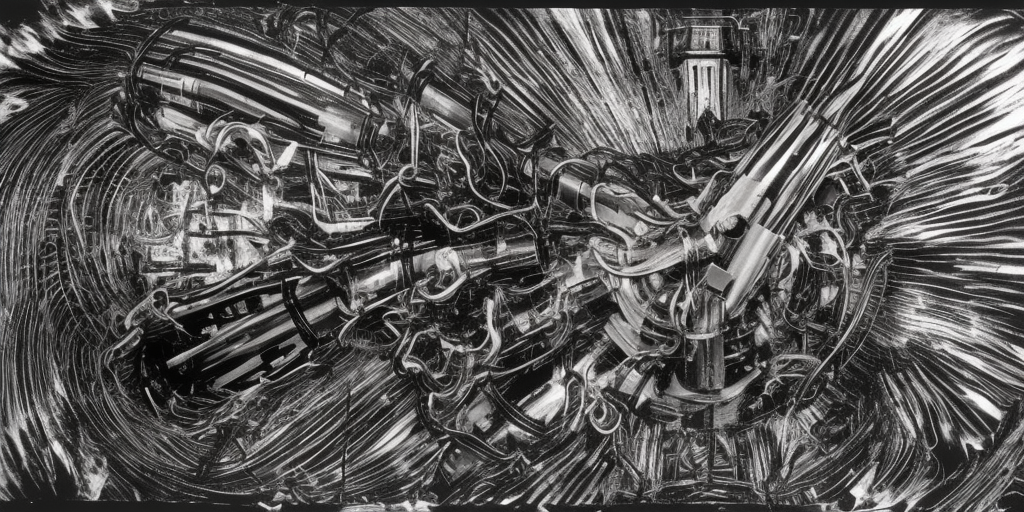 a H.R. Giger of an exploding disco rocket