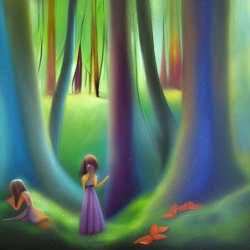 a mystical forest of fairies oil painting on canvas