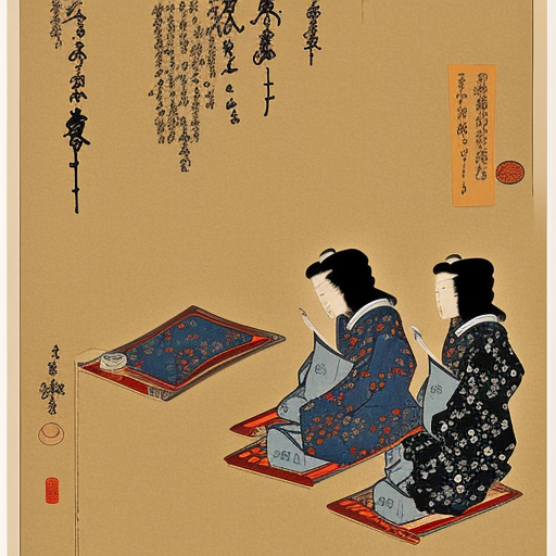 painting of a desert sky sia Ukiyo-e Japanese woodblock sudoku