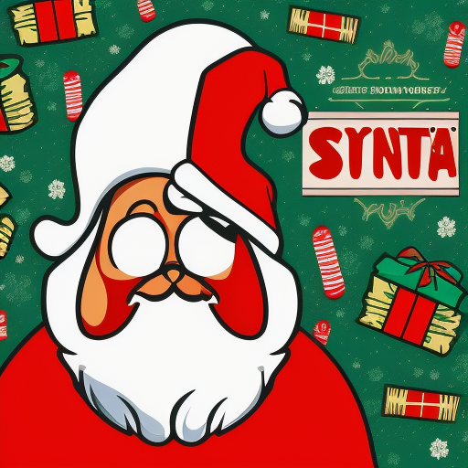 stoner Santa, advertising illustration with 90s vibes, clean, hq, colorful