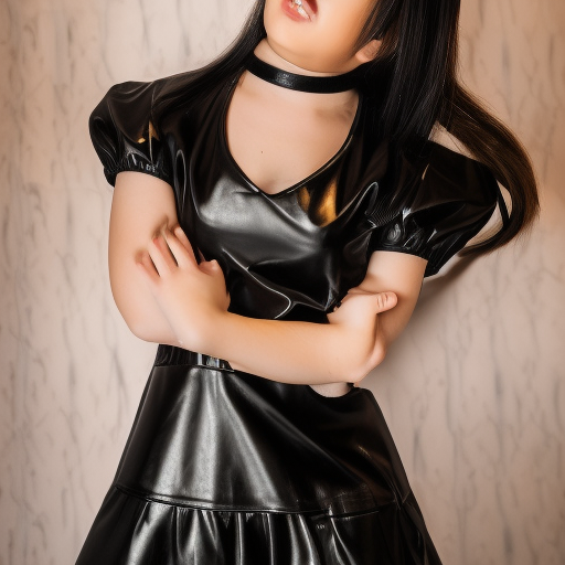  ultra-realistic portrait cinematic lighting 80mm lens, 8k, photography bokeh pretty girl wearing black shiny leather hotel maid uniform dress