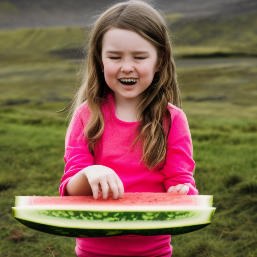 a girl playing watermelon in iceland