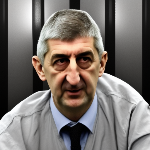 Andrej Babis in the Jail ultrarealistic photo render