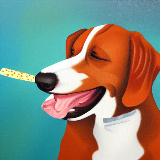 painting of a dog eating ice cream