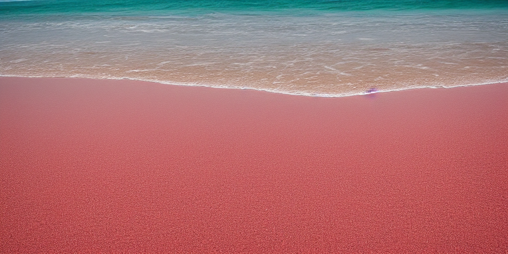 beautiful picture of a beach with pink sand and yellow water
