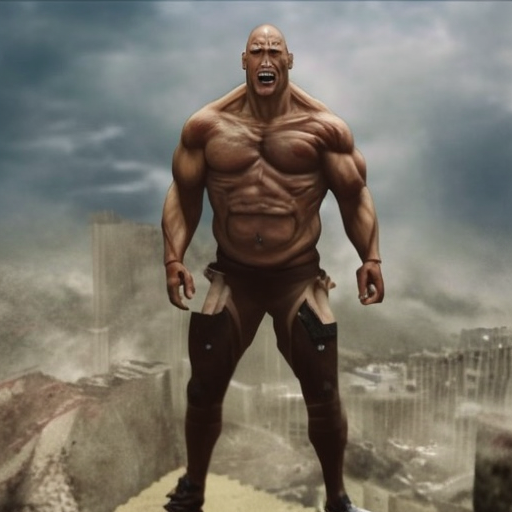 The rock as a titan from attack of titan