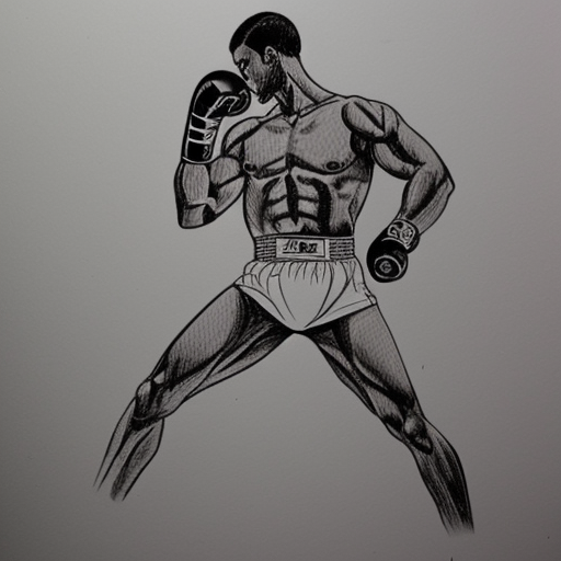 boxer throwing a cross punch, full figure, sideview, shodo, ink, Mariusz Szmerdt Art style, calligraphy
