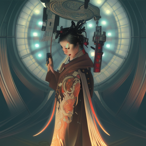 cyberpunk samurai ,with techware , D&D, intricate, elegant, highly detailed, digital painting, japanese , altered carbon style,trending on artstation, concept art, illustration, art by Artgerm and Greg Rutkowski and Alphonse Mucha