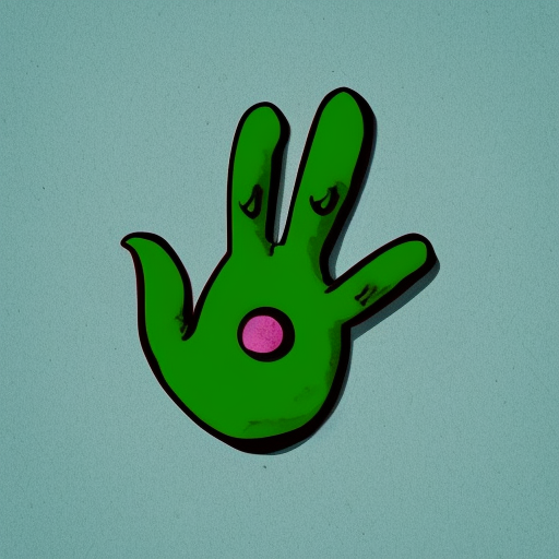 little green alien peace sign with hand