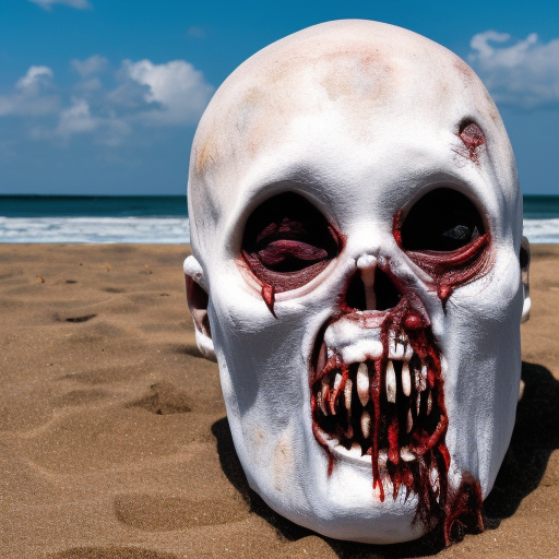 Zombie head on the beach