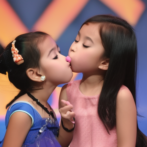 two Little idol melayu girl kissing in live show 