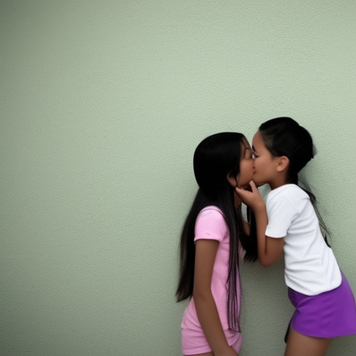 two preteens melayu girl kissing in lecah