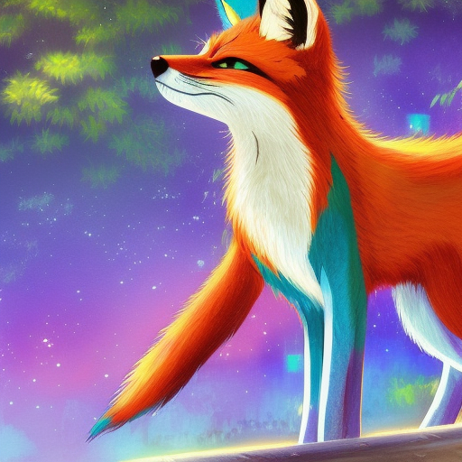 colorful fox art by makoto shinkai