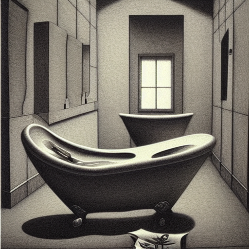 n incredible illustration of a bathroom with a clawfoot tub, legs emerging from toilet, by hr giger, richard corben, zdzisław beksinski, moebius, hieronymus bosch and francis bacon, trending on artstation, highly detailed

