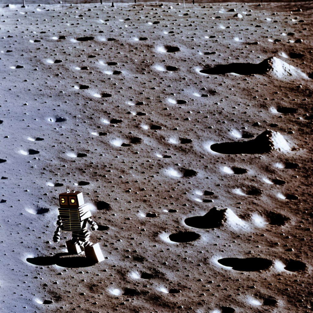 robot walking on the moon 